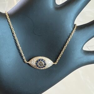 #2582 Nephora 14K Gold, Blue Sapphire & Diamond Evil Eye Bracelet